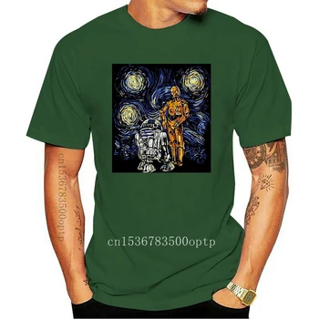 2022 Звездна Нощ R2 C 3PO R2D2 на Ван Гог За Възрастни За Мъже Графичен Тениска Облекло Тениска Ежедневното Гордост Дишаща тениска, За Мъже, Унисекс Мода