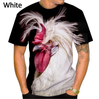 2022 лятна мъжка тениска с 3D принтом мультяшного петел и с къси ръкави, ежедневни модна тениска със забавна пилешко месо