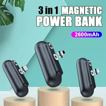 GARAS Мини Power Bank 2600 mah Преносим кабел за зареждане Power Bank USB външна Батерия Зарядно Устройство 3 in1 За iphone huawei, xiaomi