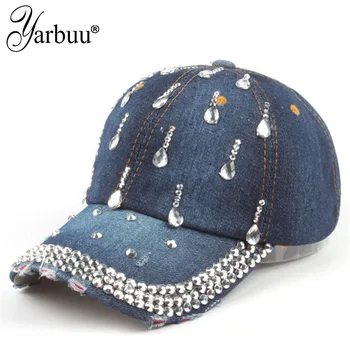 [YARBUU] Новата Модерна бейзболна шапка Four Seasons За Жените, Ежедневно Шапка, Дънки Шапка с капки вода, Gorras, Шапки с Пайети, шапки-шапки
